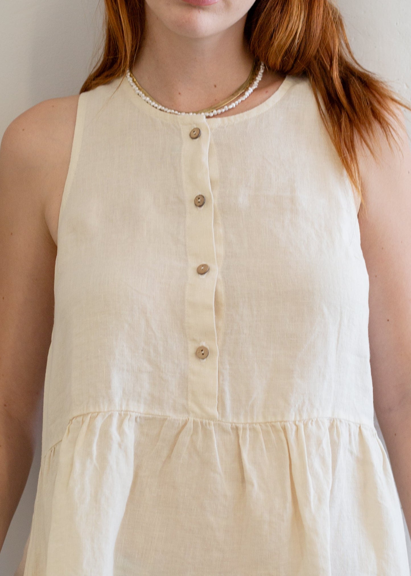 Linen Sleeveless Smock Dress