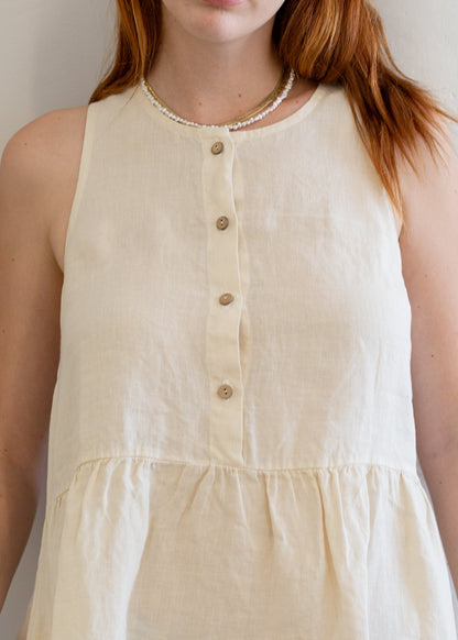 Linen Sleeveless Smock Dress