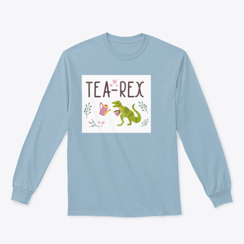 Dino Quote Tea Rex Tyrannosaurus With Cup And Kettle Lettering And