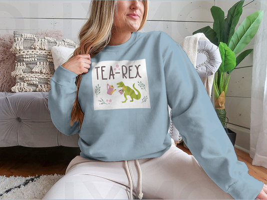 Dino Quote Tea Rex Tyrannosaurus With Cup And Kettle Lettering And