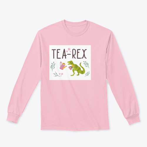 Dino Quote Tea Rex Tyrannosaurus With Cup And Kettle Lettering And