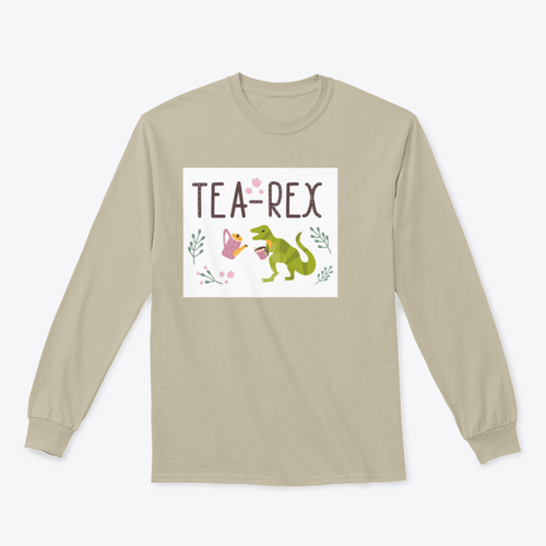 Dino Quote Tea Rex Tyrannosaurus With Cup And Kettle Lettering And