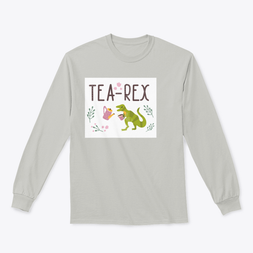 Dino Quote Tea Rex Tyrannosaurus With Cup And Kettle Lettering And