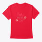 Red t-shirt with 'Fur Mom' text and paw prints on a white background