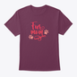 Maroon t-shirt with 'Fur Mom' text and paw prints on a white background