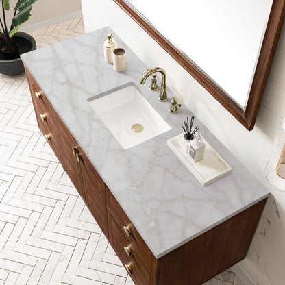 Amberly 60" Single Vanity Cabinet, Mid-Century Walnut