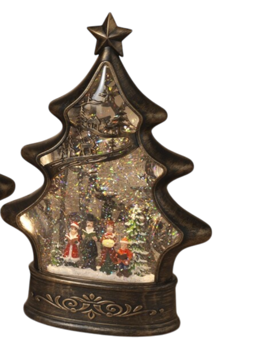 Illuminated Christmas Tree Water Globe  - Carolers