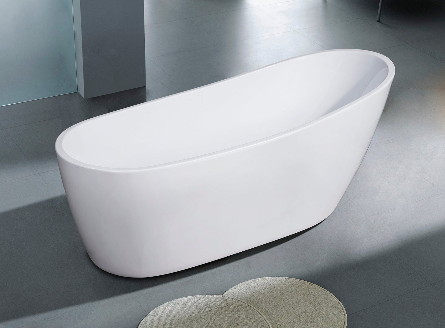 ALFI brand  AB8826 68 inch White Oval Acrylic Free Standing Soaking Bathtub