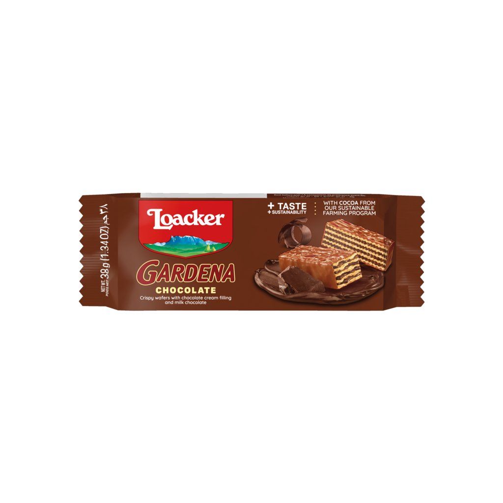 Loacker Gardena Chocolate Covered Wafers - 38g, Premium Cocoa Cream Filling, Non-GMO, Family Size