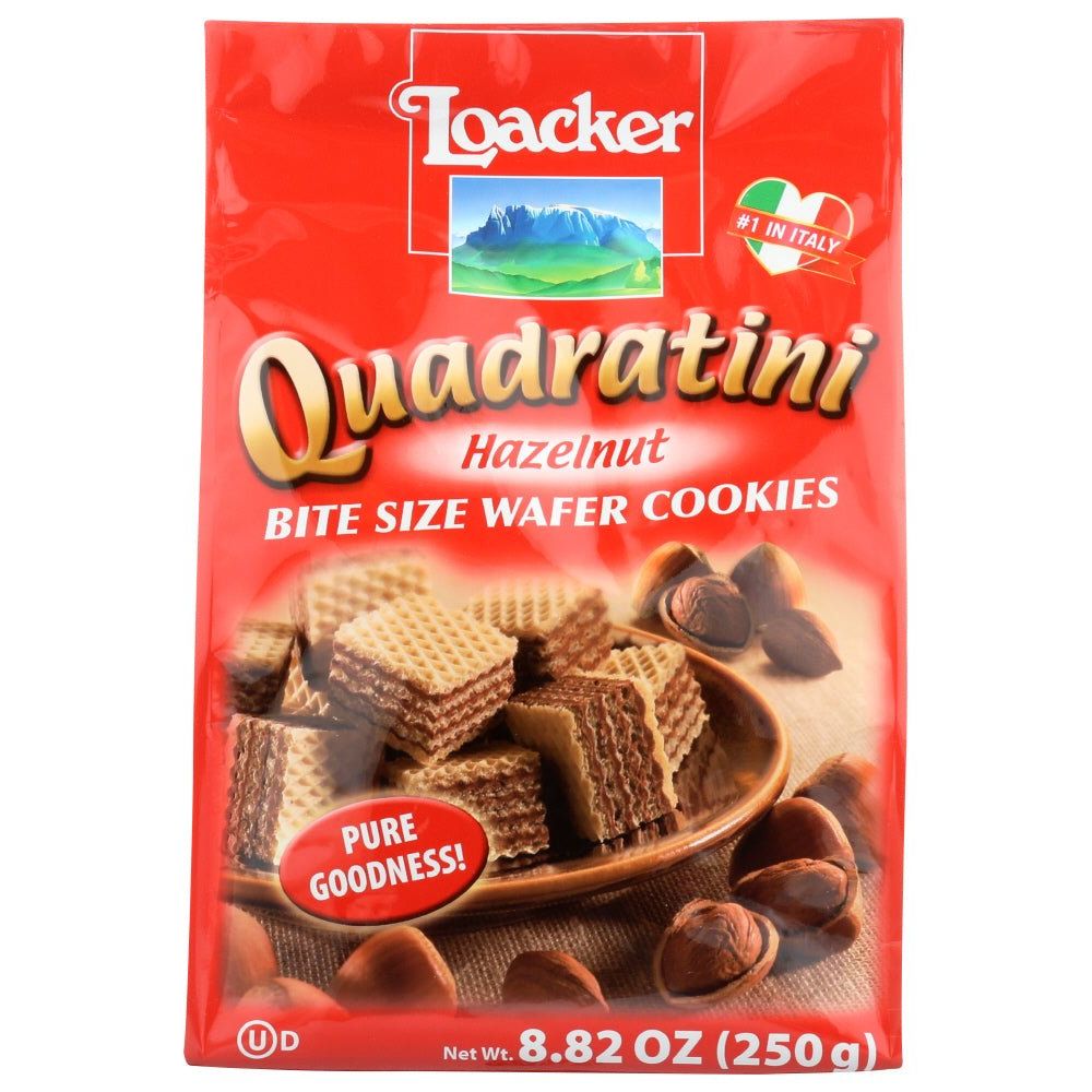 Loacker Quadratini 8.82 Oz Hazelnut Wafer Cookies - Non-GMO, Kosher Snack, 150 Calories