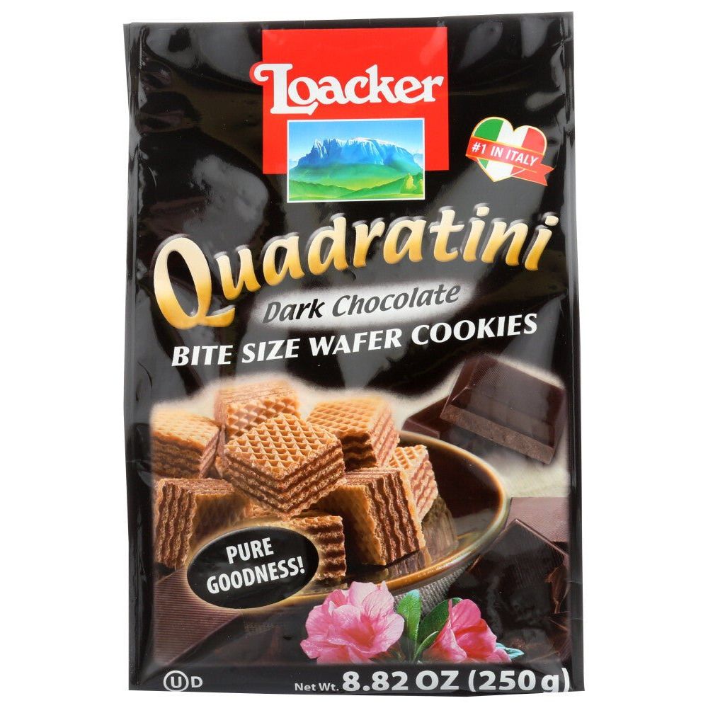 Loacker Quadratini Dark Chocolate Wafer Cookies, Crispy Bite-Size Treats, 8.82 Oz