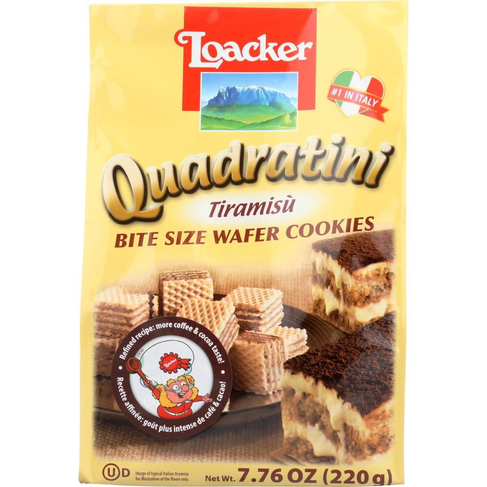 Loacker Quadratini Tiramisu Wafer Cookies 7.76 Oz - Crispy Layers With Rich Cocoa & Coffee Flavor