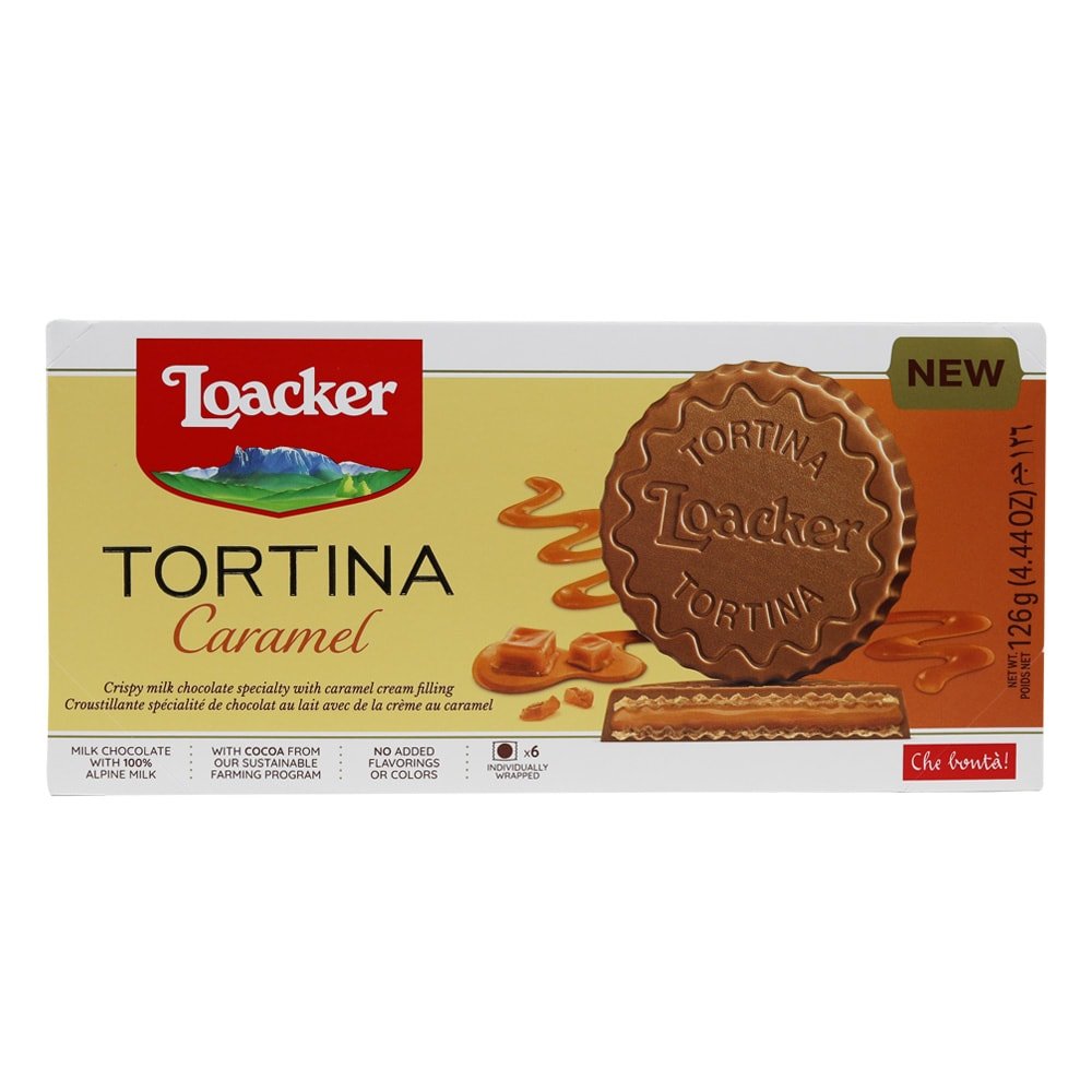 Loacker Tortina Caramel Cream Wafers - Light Wafer Filled With Caramel Cream & Milk Chocolate