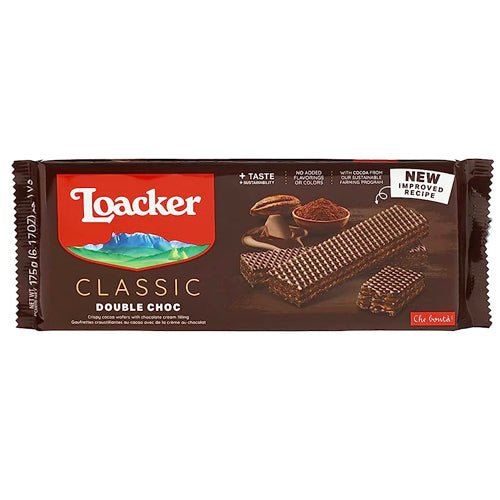 Loacker Double Chocolate Wafer Snacks 175g - Crispy Layered Cocoa Treats with Rich Filling