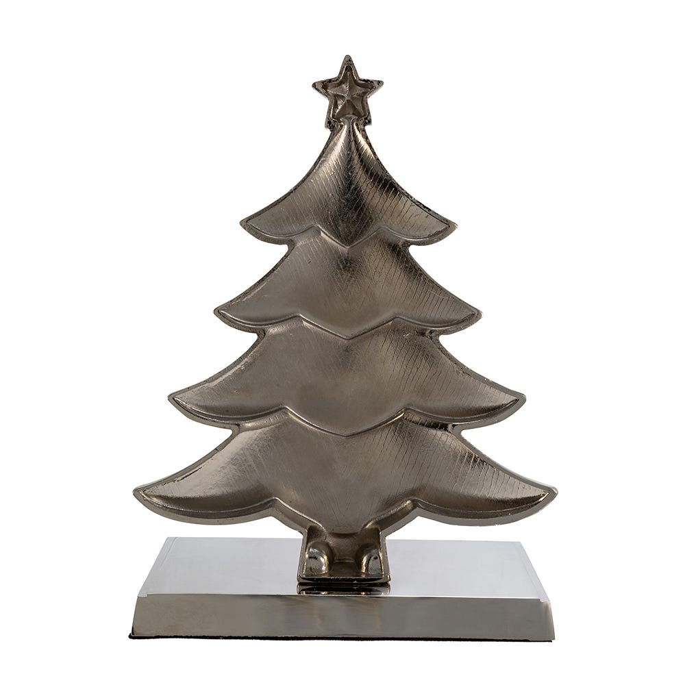 Silver Feather Mosaic Stocking Holder - Christmas tree