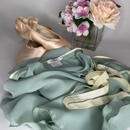Pistachio Light Green Chiffon Ballet Wrap Skirt - Contemporary