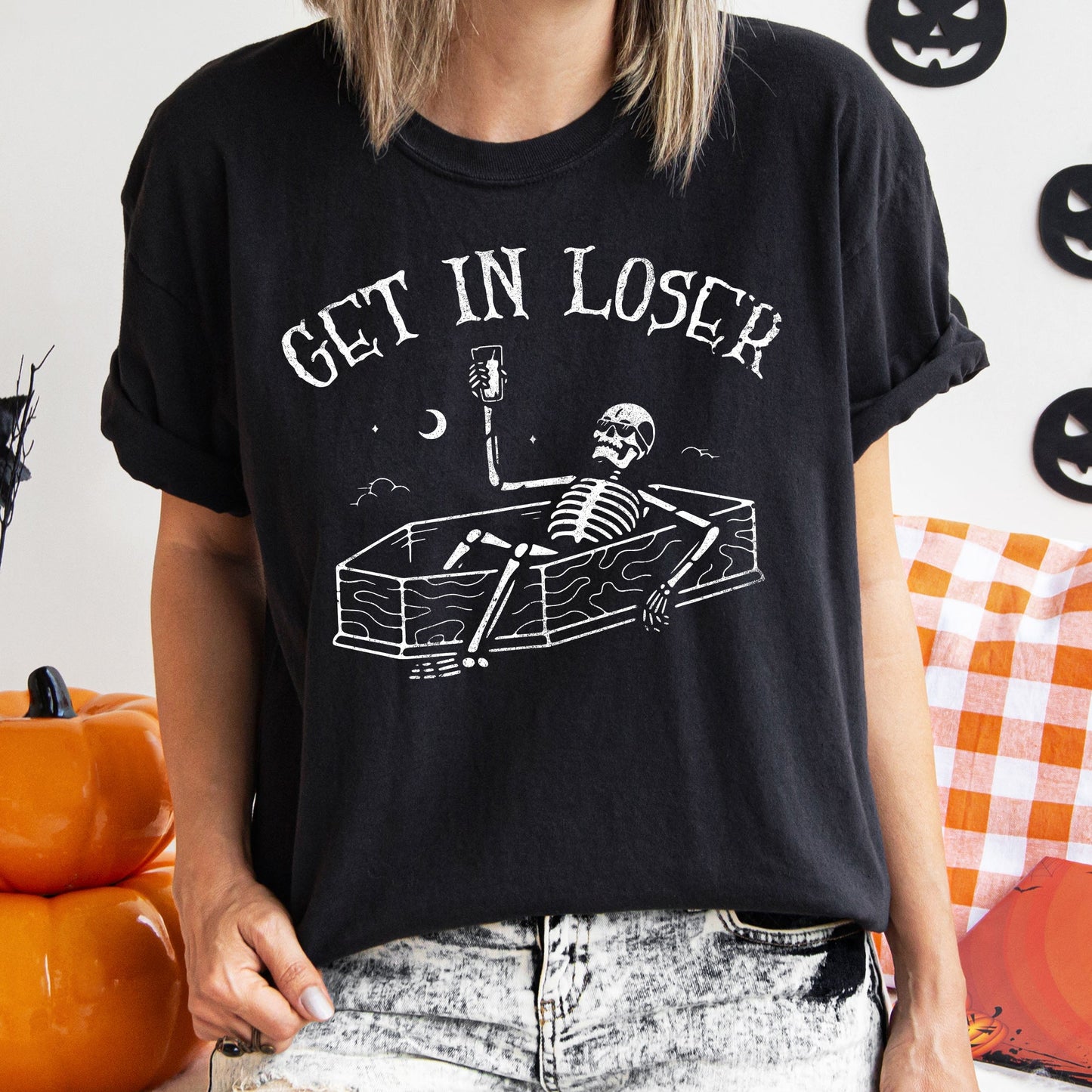 Get In Loser Retro Halloween Comfort Colors Tshirt