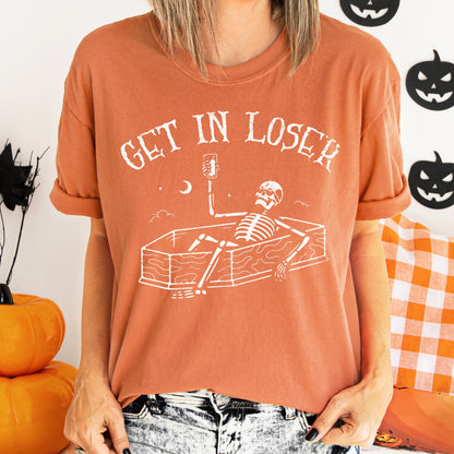 Get In Loser Retro Halloween Comfort Colors Tshirt
