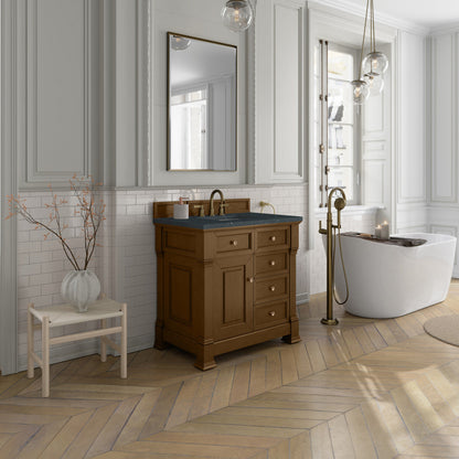 James Martin 547-V36 Brookfield 36” Single Vanity – Black Onyx / Honey Oak / Pearl Charcoal