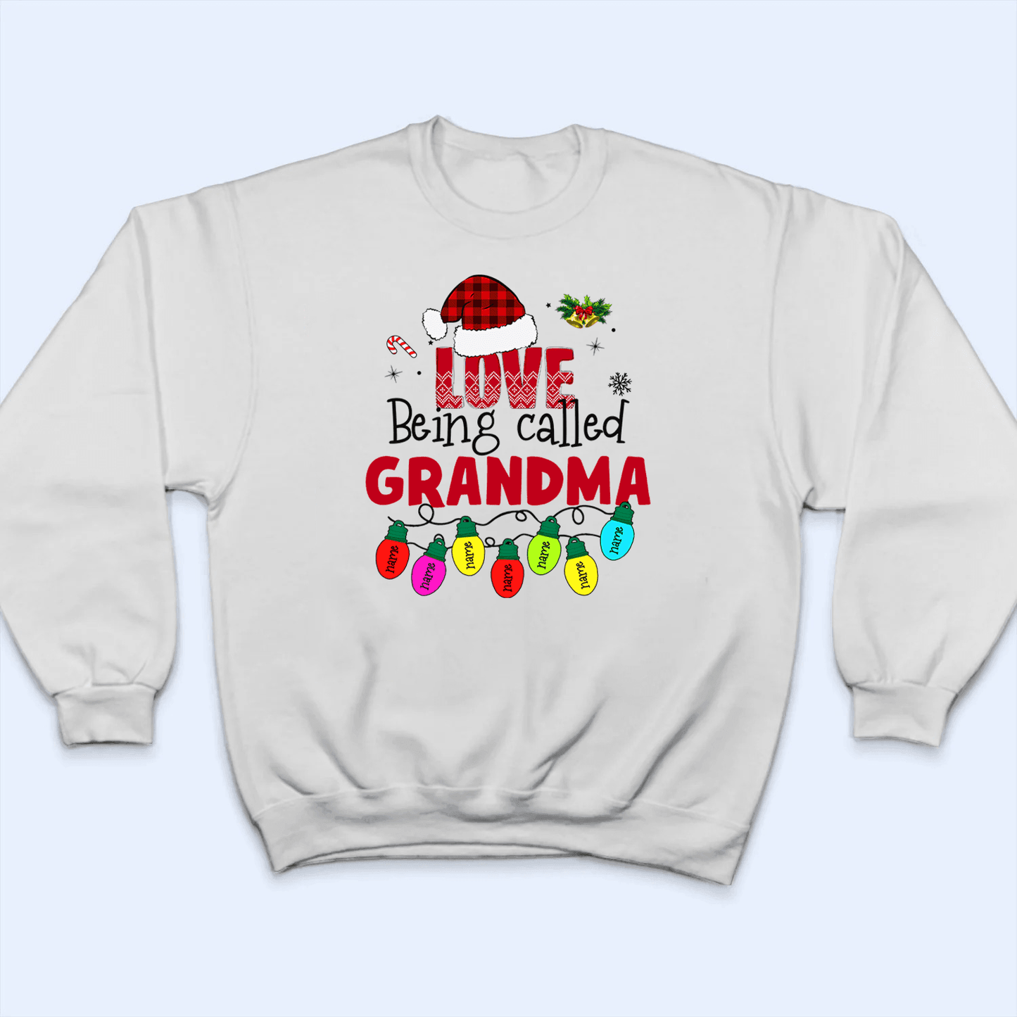 Love Being Called Grandma - Christmas With Lights Kids - Personalized Custom T Shirt - Birthday, Loving, Funny Gift for Grandma/Nana/Mimi, Mom, Wife, Grandparent
