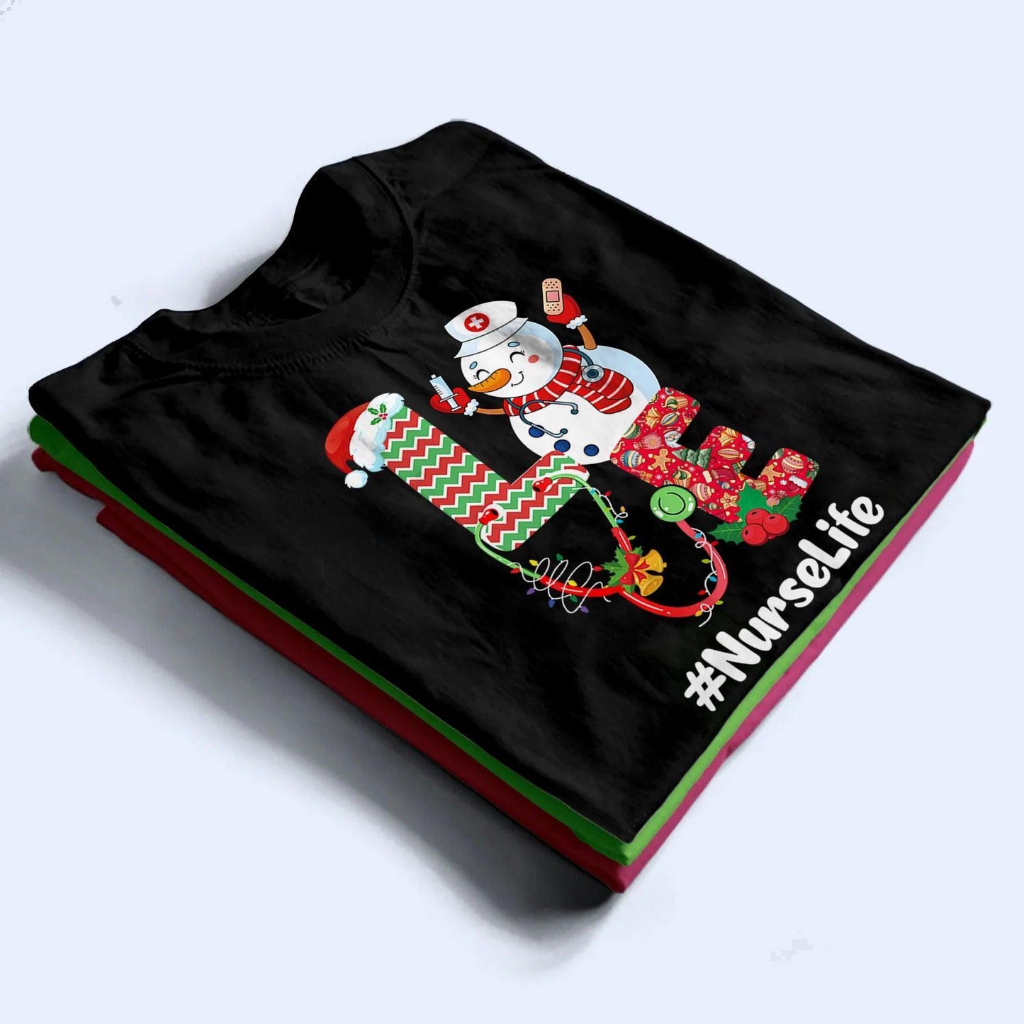 LOVE Christmas - Personalized Custom T Shirt - Birthday, Loving, Funny Gift for Nurse, CNA, Healthcare, Registered RN