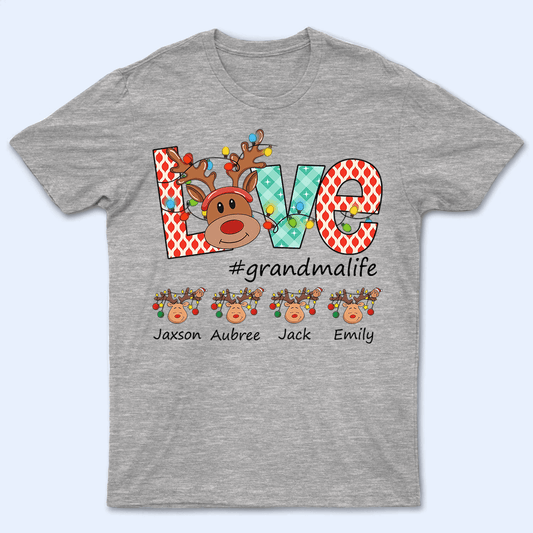 Love Little Reindeers - Personalized Custom T Shirt - Christmas, Birthday, Loving, Funny Gift for Grandma/Nana/Mimi, Mom, Wife, Grandparent