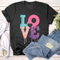Retro Love Dripping Paint, Super Soft Tshirt, Valentine's Day