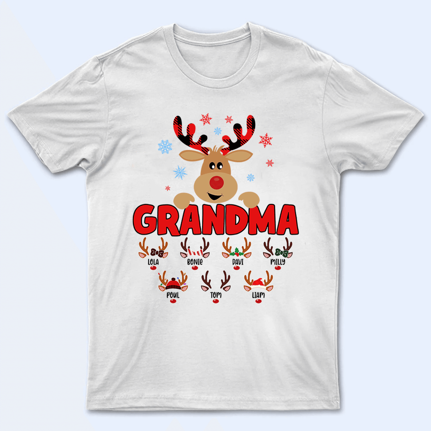 Lovely Reindeer Squad - Personalized Custom T Shirt - Birthday, Loving, Funny Gift for Grandma/Nana/Mimi, Mom, Wife, Grandparent