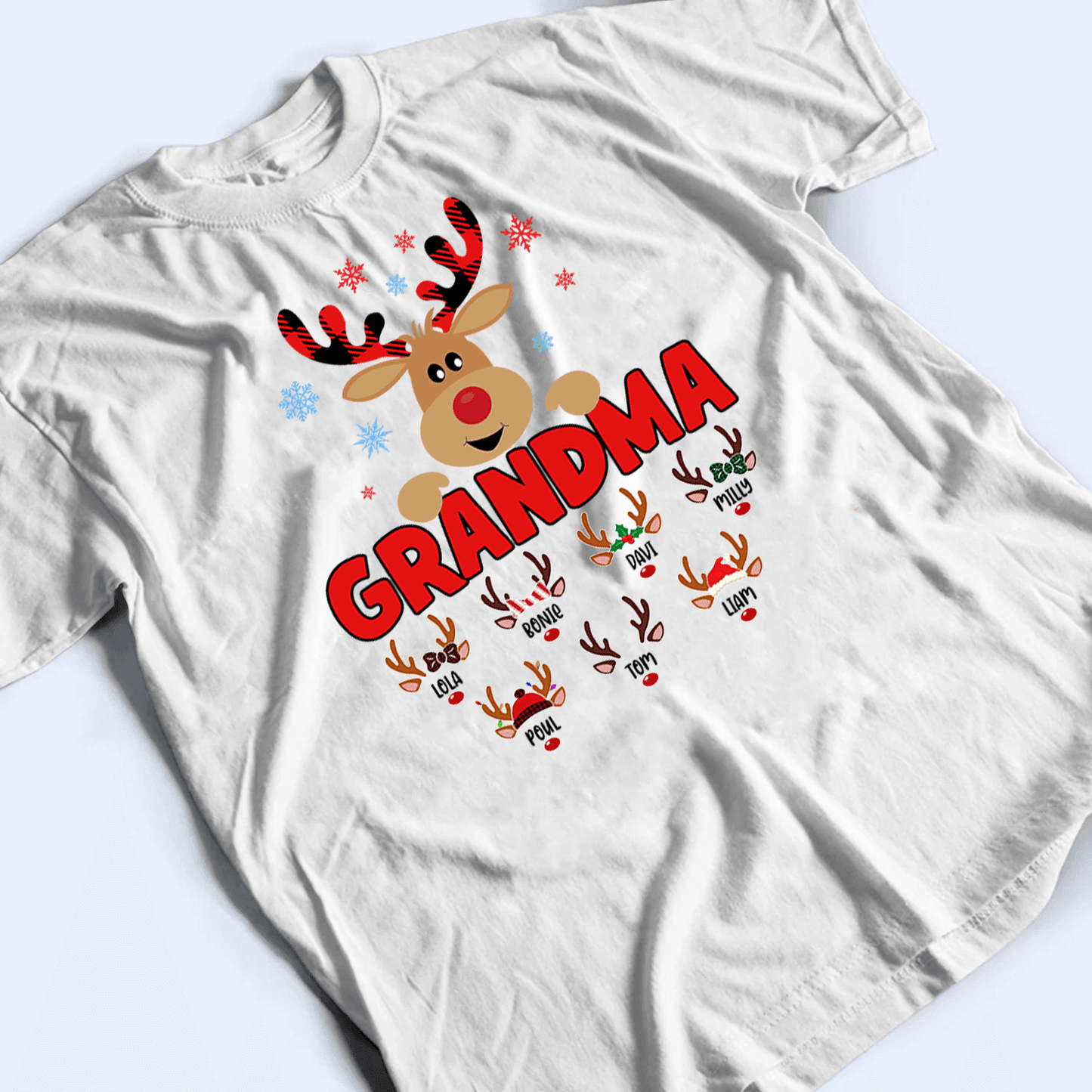 Lovely Reindeer Squad - Personalized Custom T Shirt - Birthday, Loving, Funny Gift for Grandma/Nana/Mimi, Mom, Wife, Grandparent
