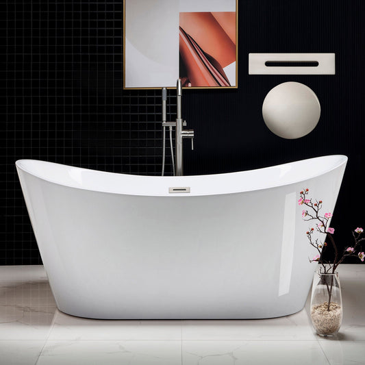 WOODBRIDGE 67" Acrylic Freestanding Bathtub Contemporary Soaking Tub