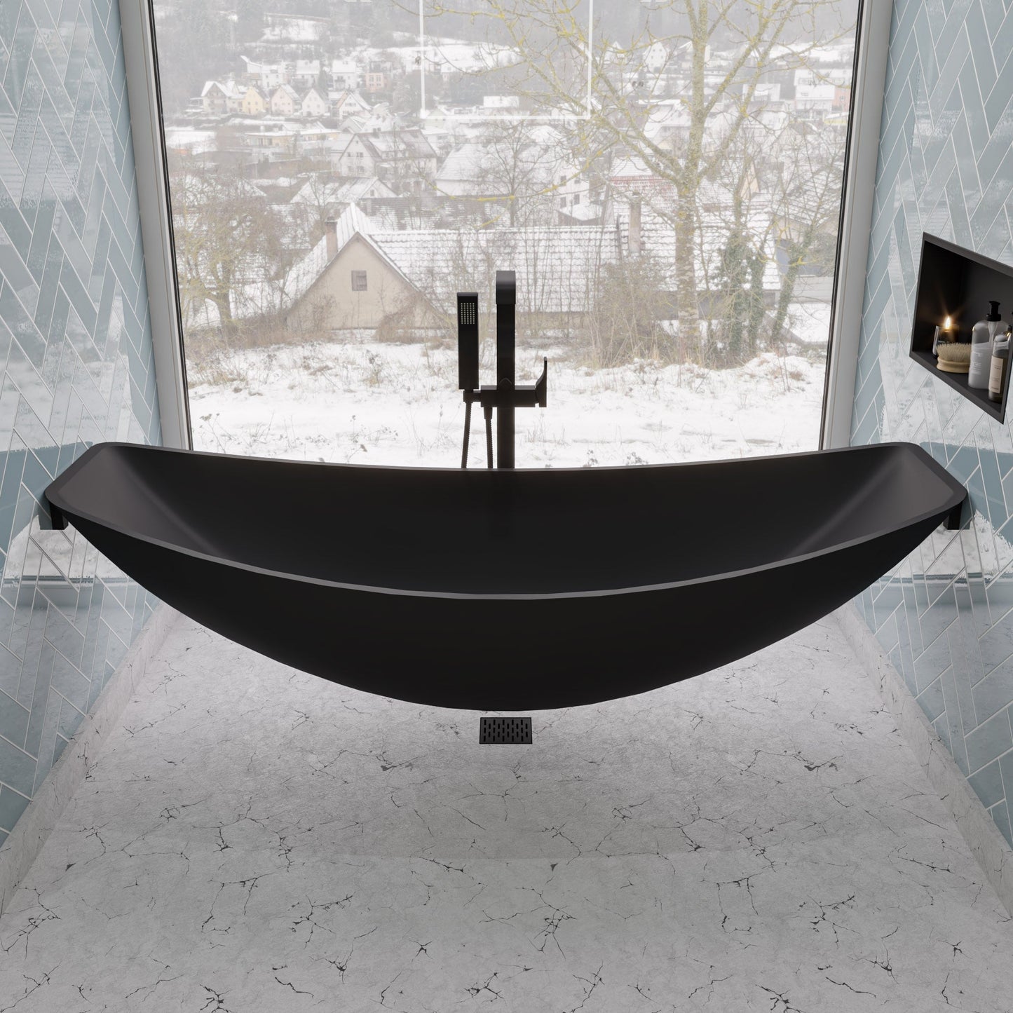 ALFI brand HammockTub1 HammockTub1 79" Acrylic Suspended Wall Mounted Hammock Bathtub
