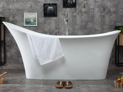 ALFI brand  AB9915 74" White Solid Surface Smooth Resin Soaking Slipper Bathtub