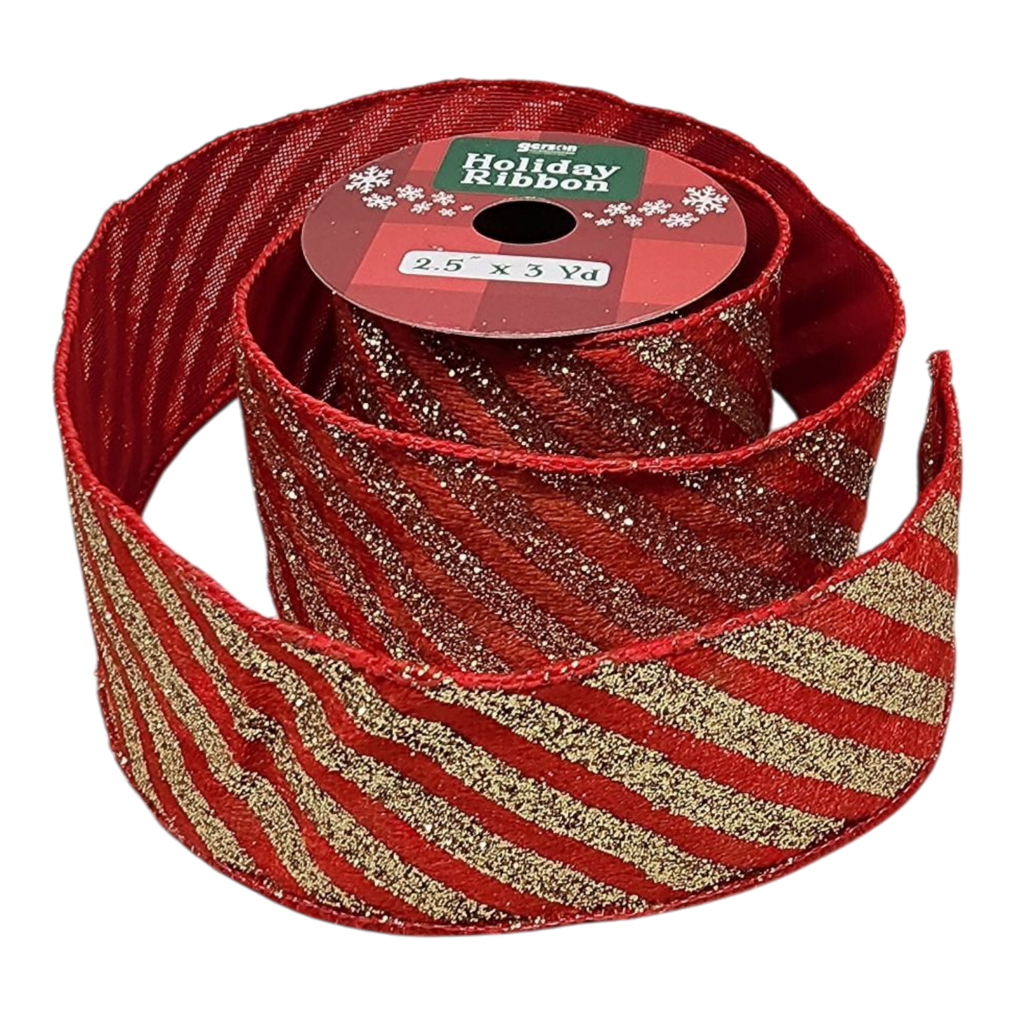 2.5" x 3 Yard Christmas Ribbon - Red and Gold Sparkle