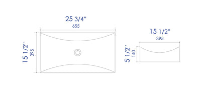 ALFI brand  ABC904 White 26" Fancy Rectangular Above Mount Ceramic Sink