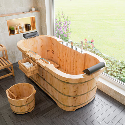 ALFI brand  AB6604 Round Wooden Cedar Foot Soaking Tub