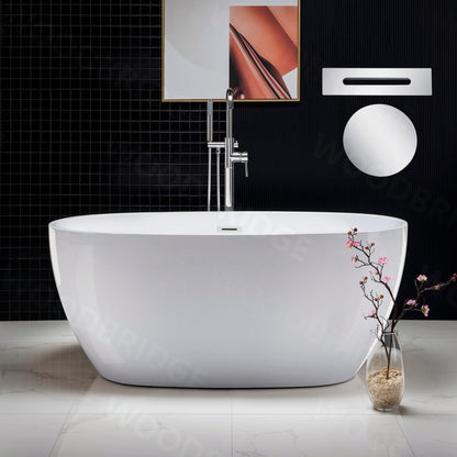 WOODBRIDGE 55" Acrylic Freestanding Bathtub Contemporary Soaking Tub