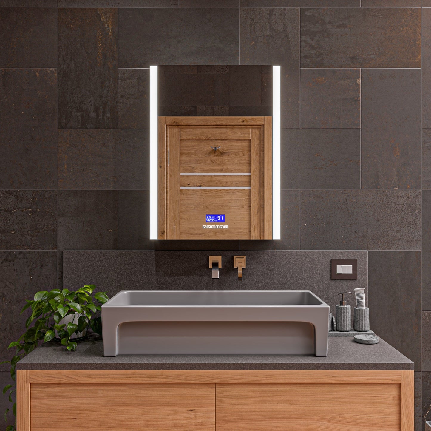 ALFI brand  AB36TRGM 36" Grey Matte Above Mount Fireclay Bathroom Trough Sink