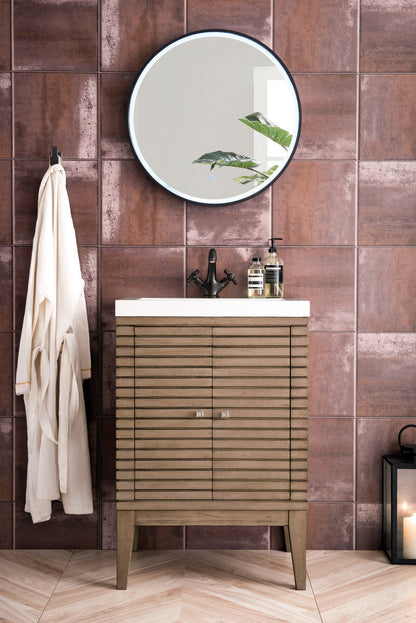 Linden 24" Single Vanity with White Glossy Composite Stone Top