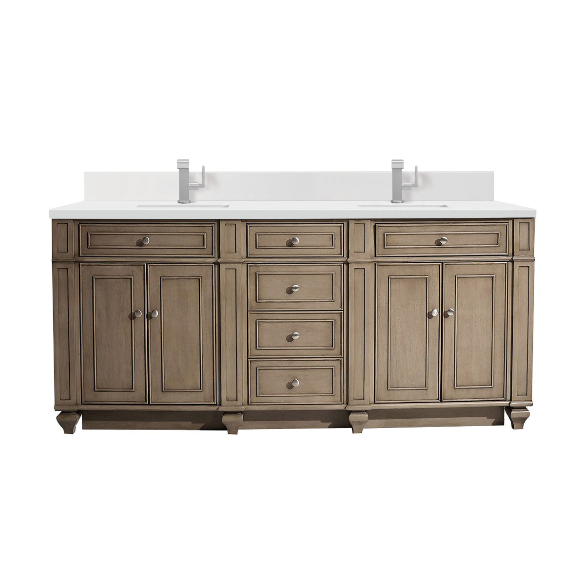 Bristol 72" Double Vanity Cabinet, Bright White