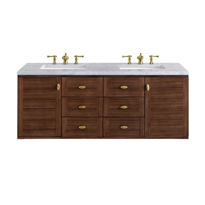Amberly 60" Double Vanity Cabinet, Mid-Century Walnut