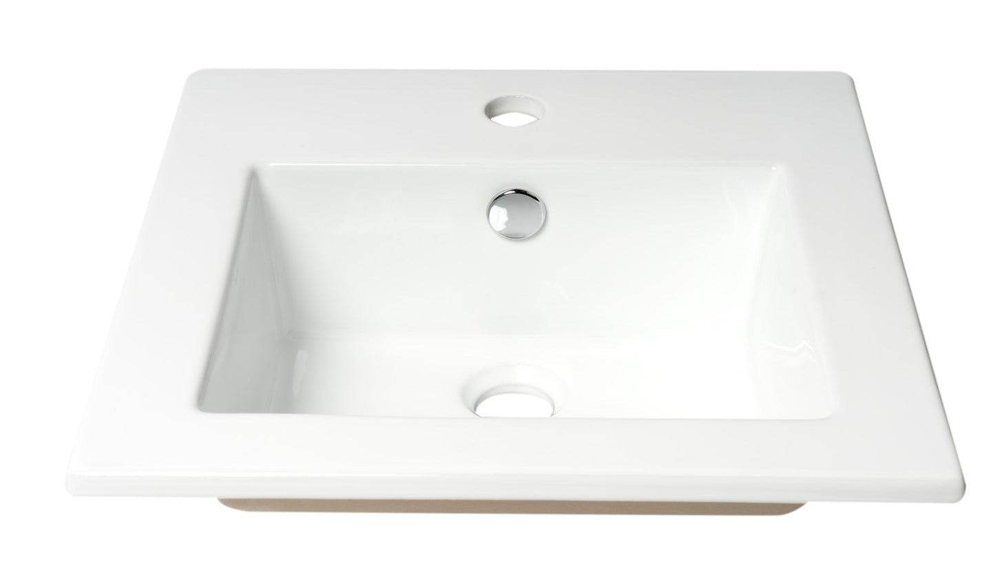 ALFI brand  ABC801 White 17" Square Drop In Ceramic Sink with Faucet Hole