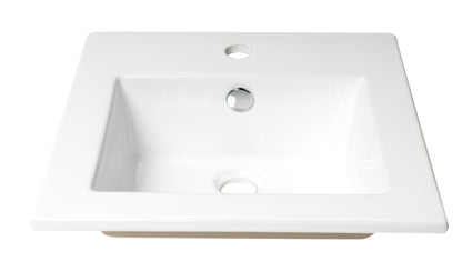 ALFI brand  ABC801 White 17" Square Drop In Ceramic Sink with Faucet Hole