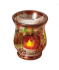 Hand Painted Crackle Glass Tealight Holder - Pumpkins