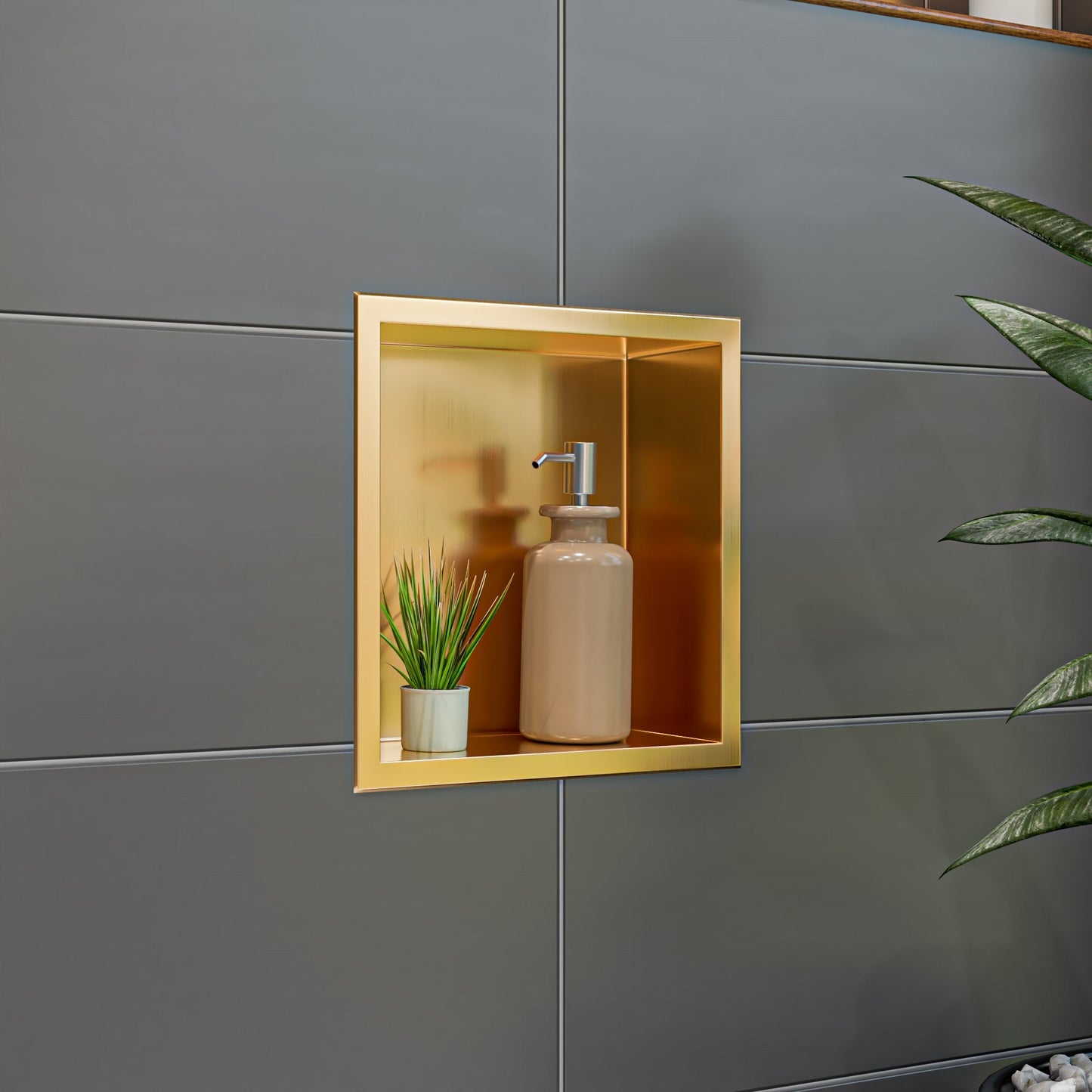 ALFI brand ABNP1212 12" x 12" Stainless Steel Square Single Shelf Shower Niche