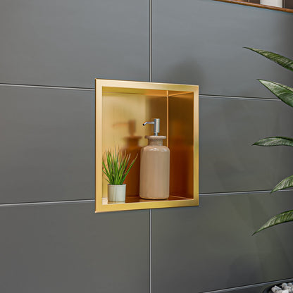 ALFI brand ABNP1212 12" x 12" Stainless Steel Square Single Shelf Shower Niche