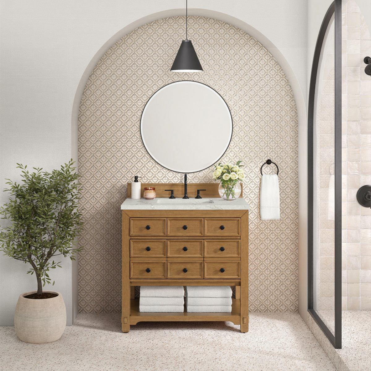Malibu 36" Single Vanity Cabinet, Amber Birch