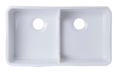 ALFI brand AB5123 AB5123-W White 32" Short Wall Double Bowl  Lip Apron Fireclay Farmhouse Kitchen Sink