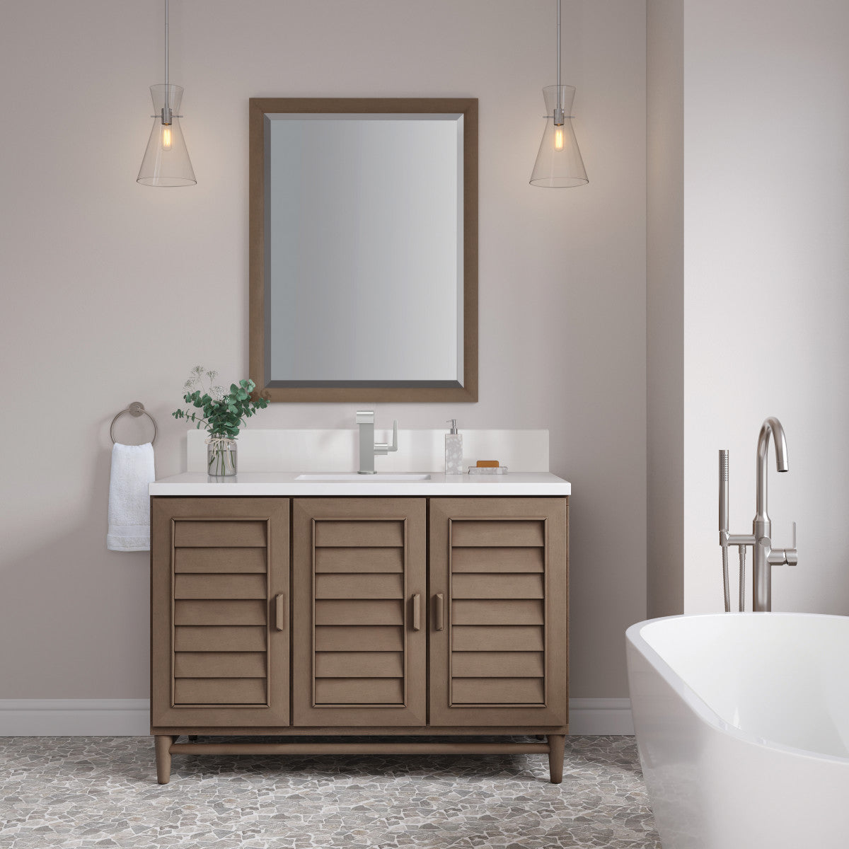 Portland 48" Single Vanity Cabinet, Whitewashed Walnut