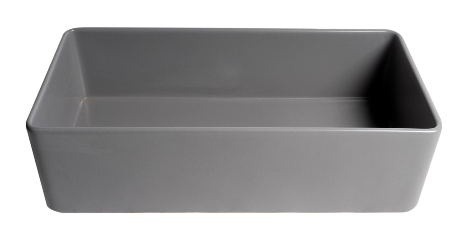 ALFI brand ABF3618 Smooth Apron 36" x 18" Single Bowl Fireclay Farm Sink