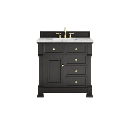 James Martin 547-V36 Brookfield 36” Single Vanity – Black Onyx / Honey Oak / Pearl Charcoal
